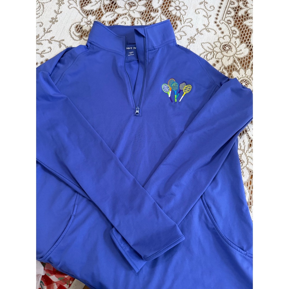 Sport-Tek‎ Womens Royal Blue Tennis Racket Embroidered Quarter Zip Pullover L
